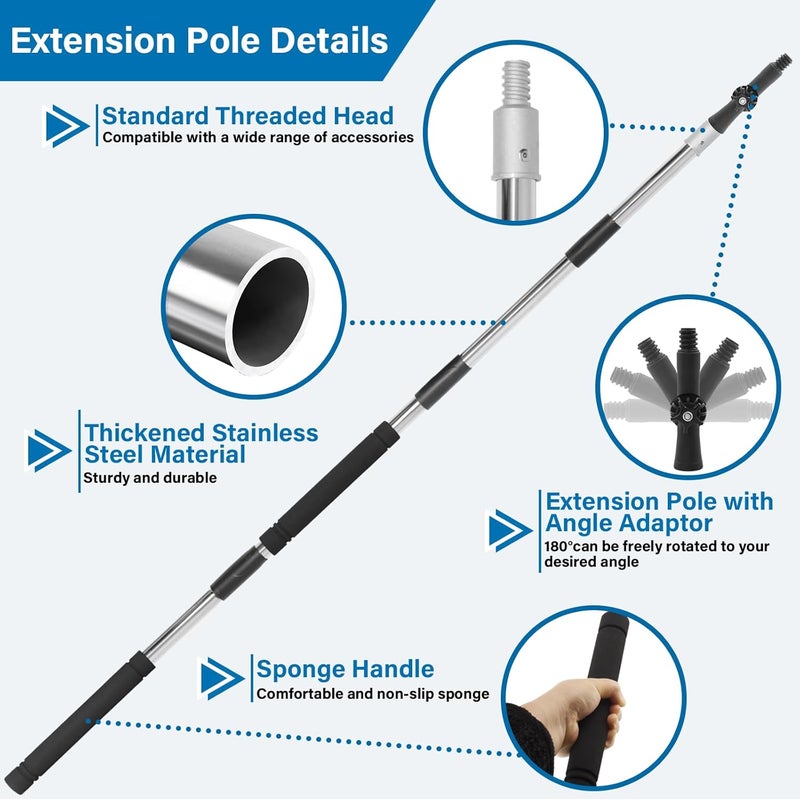 Greeily Paint Roller Extension Pole, 4ft to 12ft Paint Extension Pole Multi-Purpose Splicing Adjustment Long for Spider Brush Outdoor Spray Painting Roller Cleaning and Chandelier Replacement - Image 3